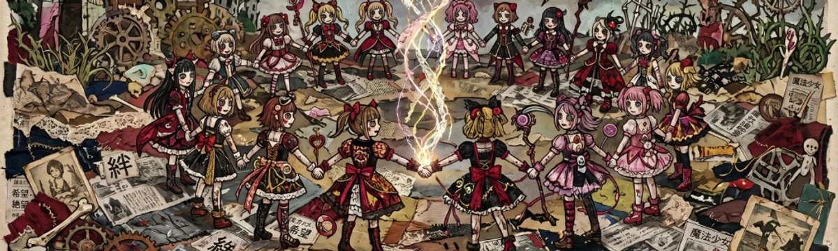 リンクレイド攻略（魔法少女たちが輪になって立つイラスト）